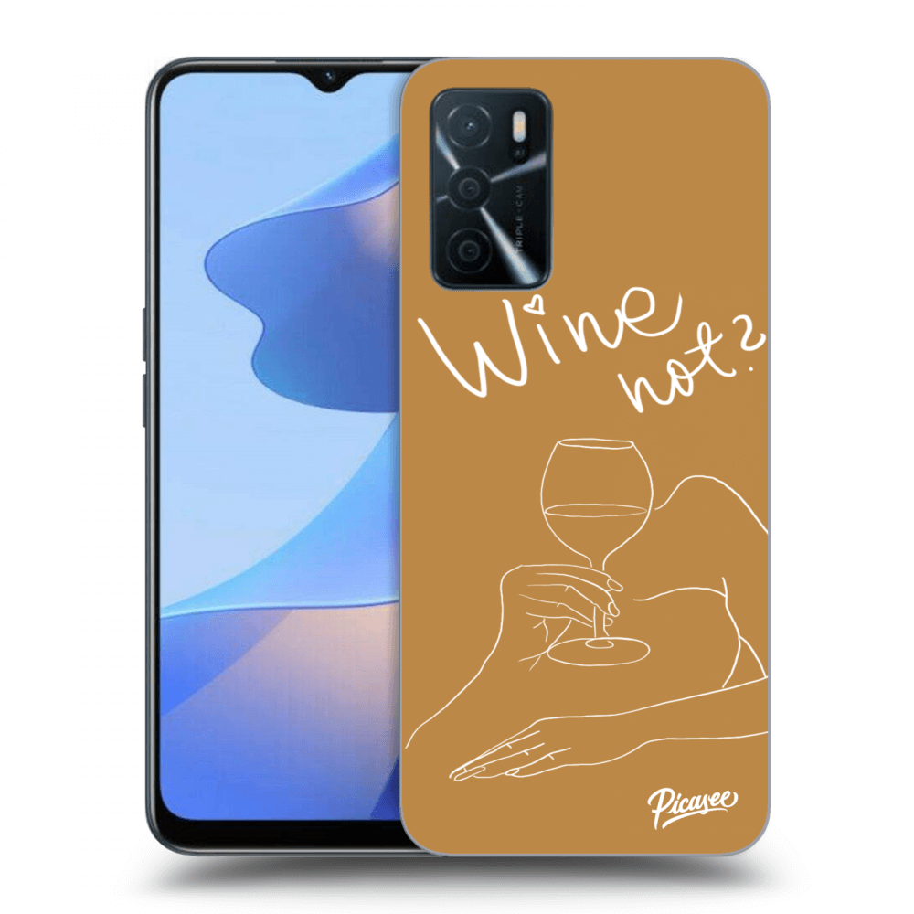 OPPO A16 Hülle - Schwarzes Silikon - Wine Not