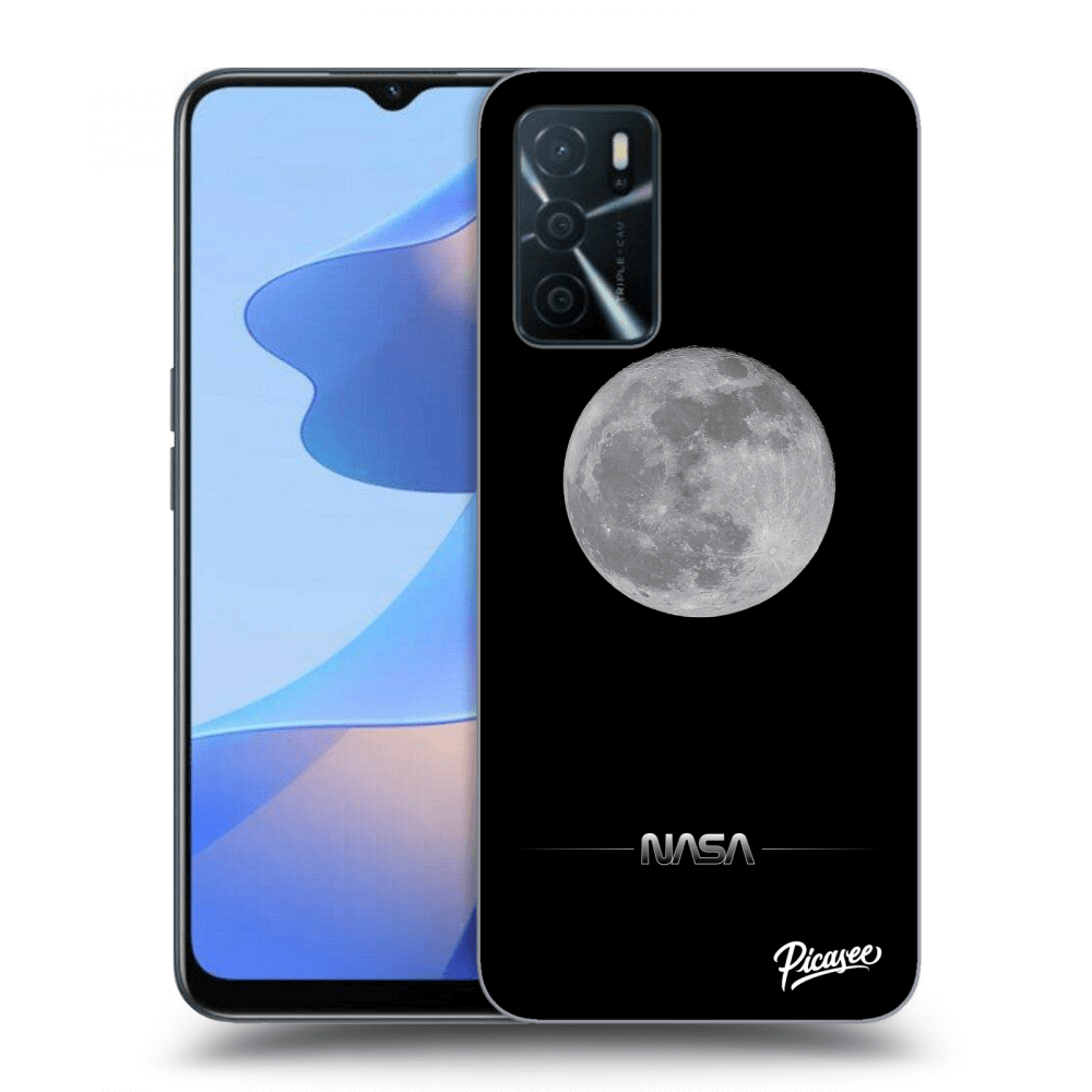 OPPO A16 Hülle - Schwarzes Silikon - Moon Minimal