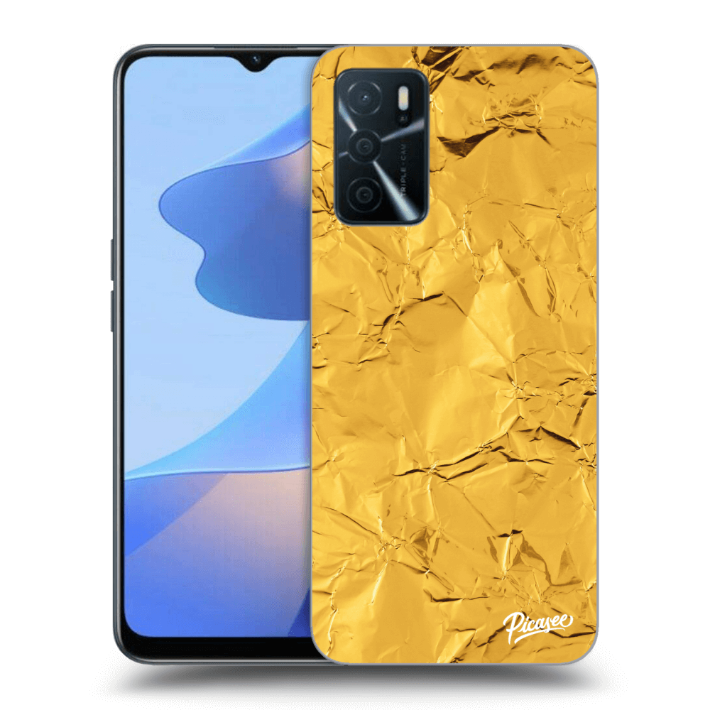 OPPO A16 Hülle - Schwarzes Silikon - Gold