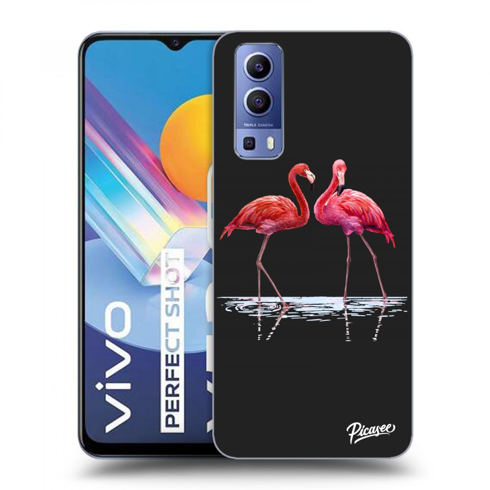 Vivo Y52 5G Hülle - Schwarzes Silikon - Flamingos Zu Zweit