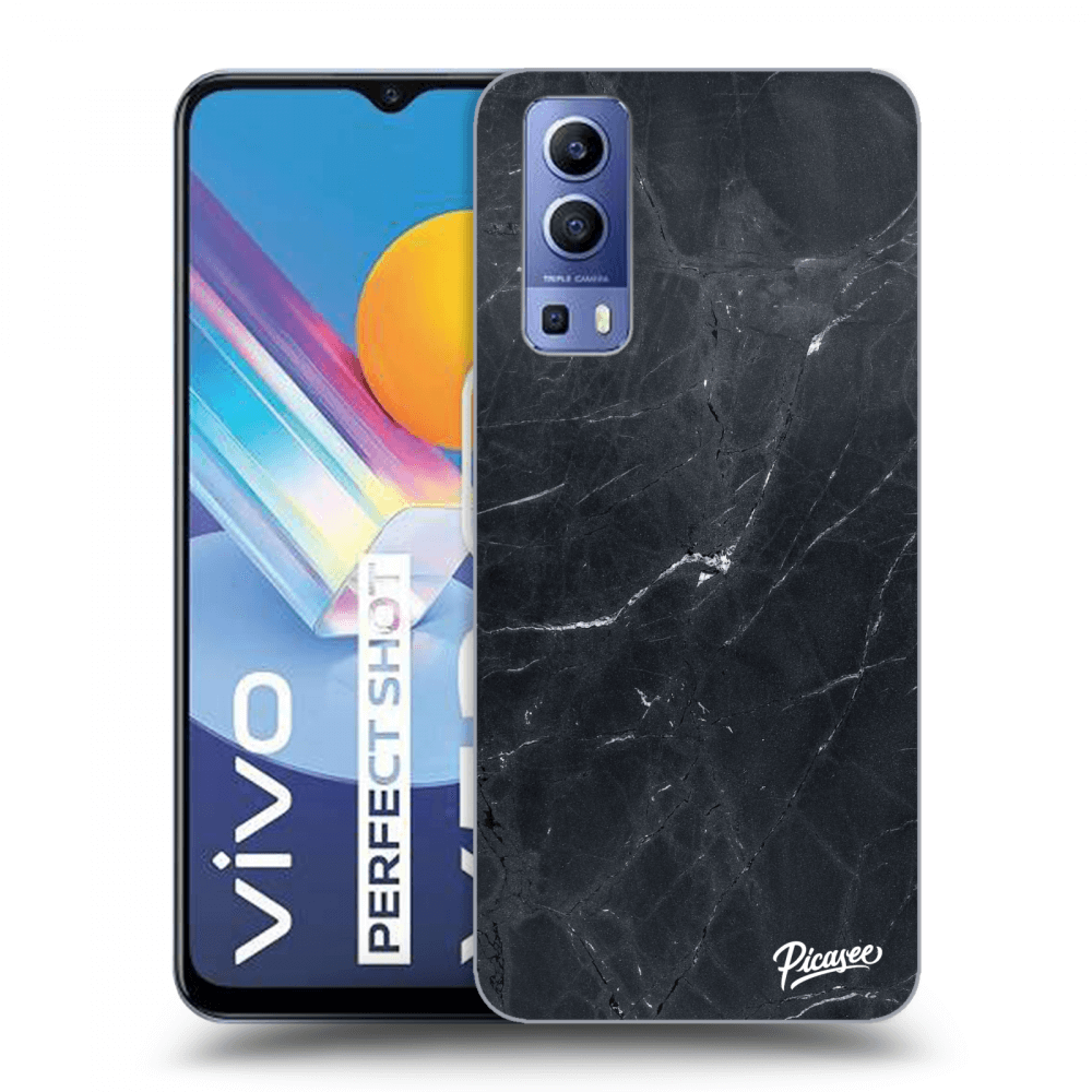 Vivo Y52 5G Hülle - Schwarzes Silikon - Black Marble