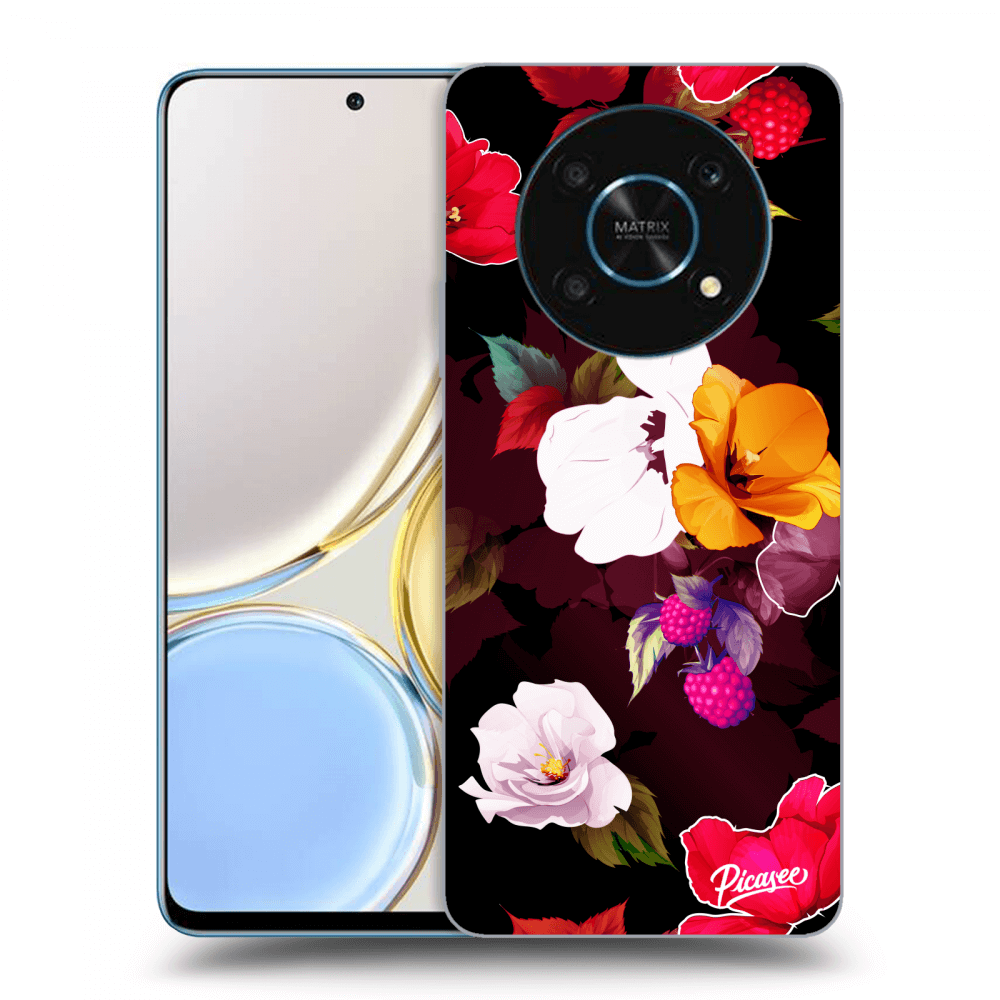 Honor Magic4 Lite 5G Hülle - Schwarzes Silikon - Flowers And Berries