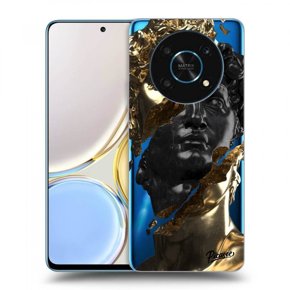 Honor Magic4 Lite 5G Hülle - Transparentes Silikon - Gold - Black