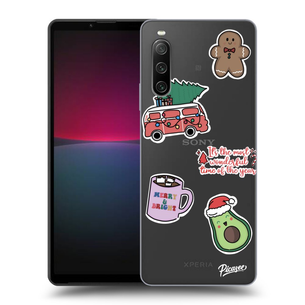 Sony Xperia 10 IV 5G Hülle - Transparentes Silikon - Christmas Stickers