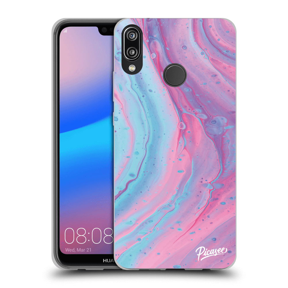 Huawei P20 Lite Hülle - Transparentes Silikon - Pink Liquid