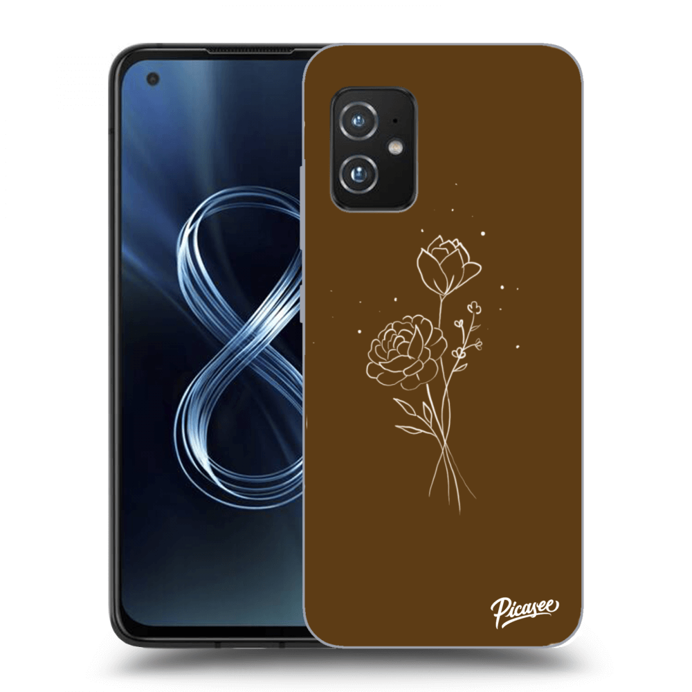 Asus Zenfone 8 ZS590KS Hülle - Transparentes Silikon - Brown Flowers