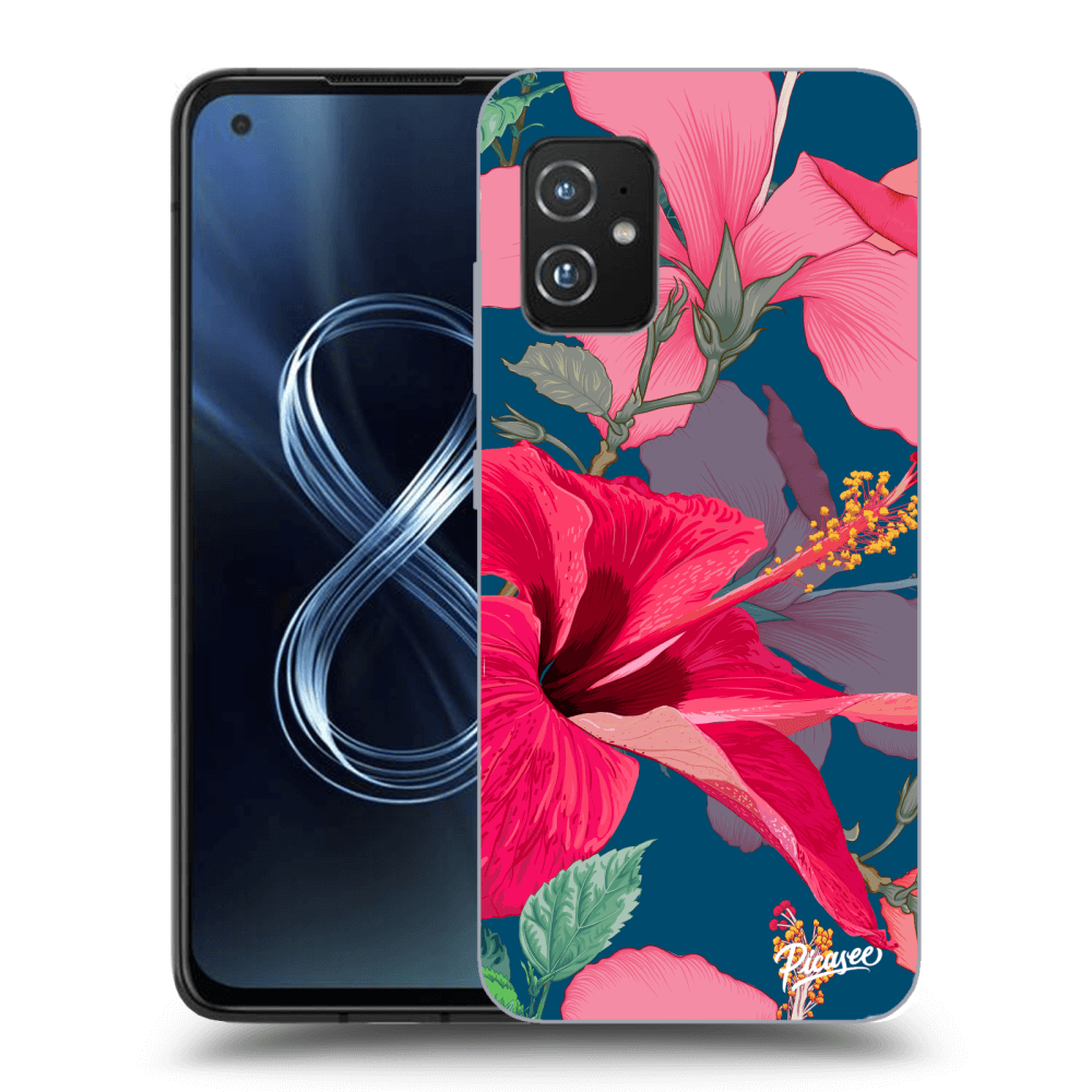 Asus Zenfone 8 ZS590KS Hülle - Transparentes Silikon - Hibiscus