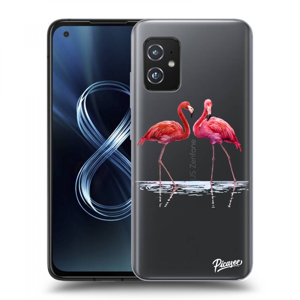 Asus Zenfone 8 ZS590KS Hülle - Transparentes Silikon - Flamingos Zu Zweit