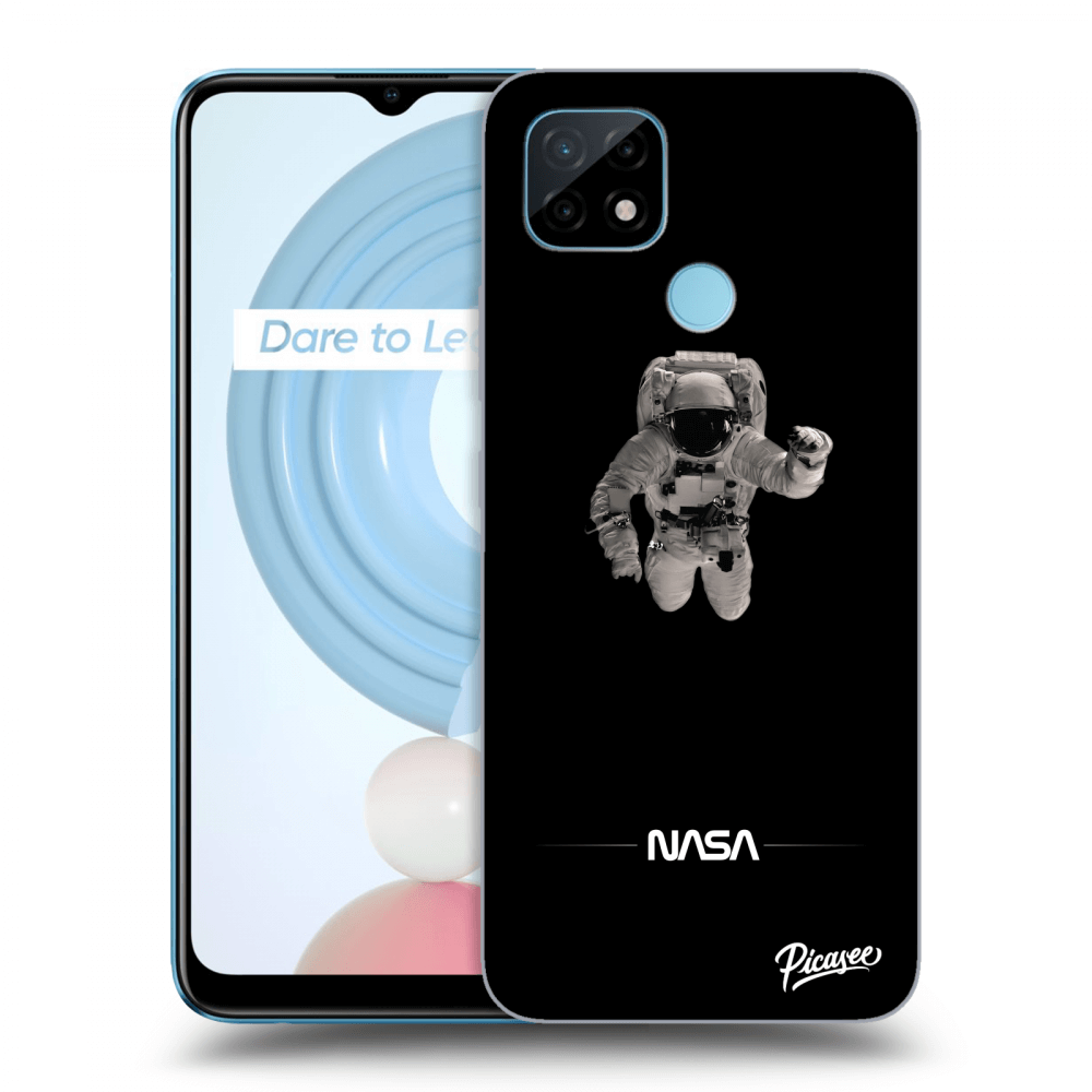 Realme C21Y Hülle - Schwarzes Silikon - Astronaut Minimal