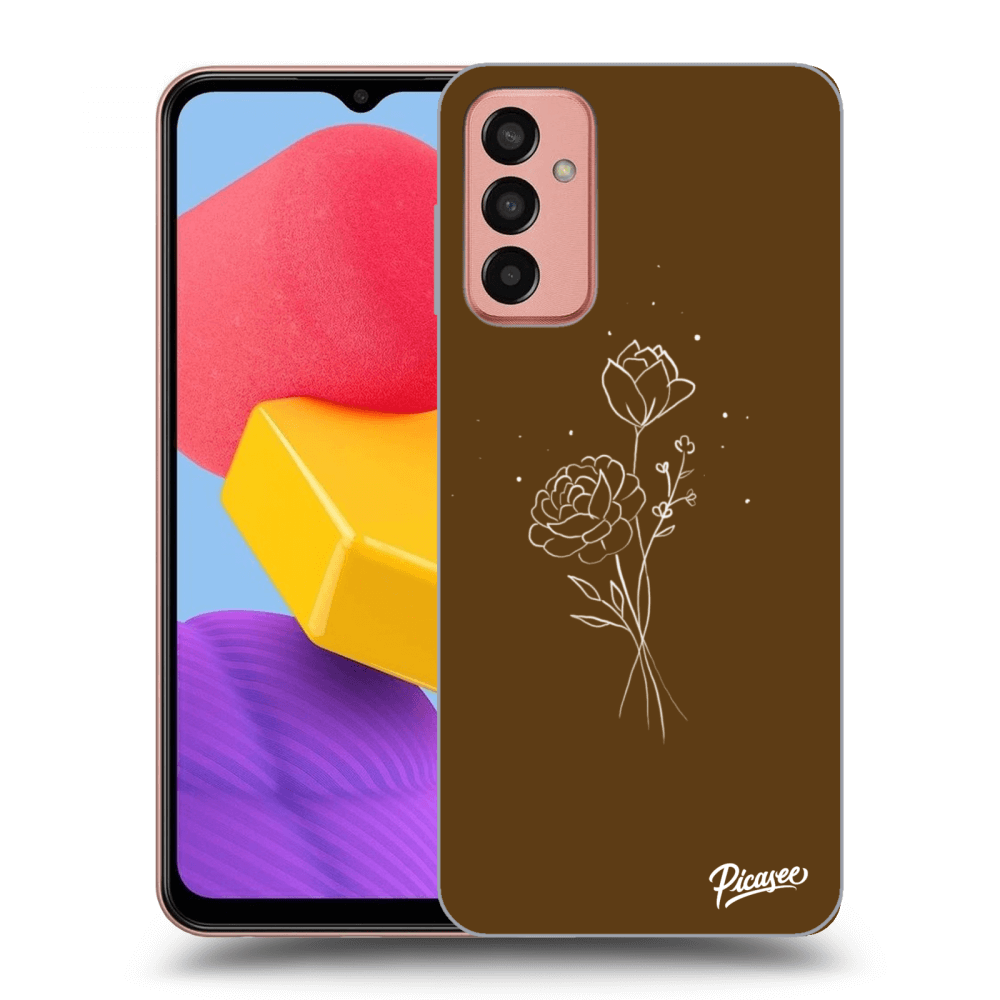 Samsung Galaxy M13 M135F Hülle - Transparentes Silikon - Brown Flowers