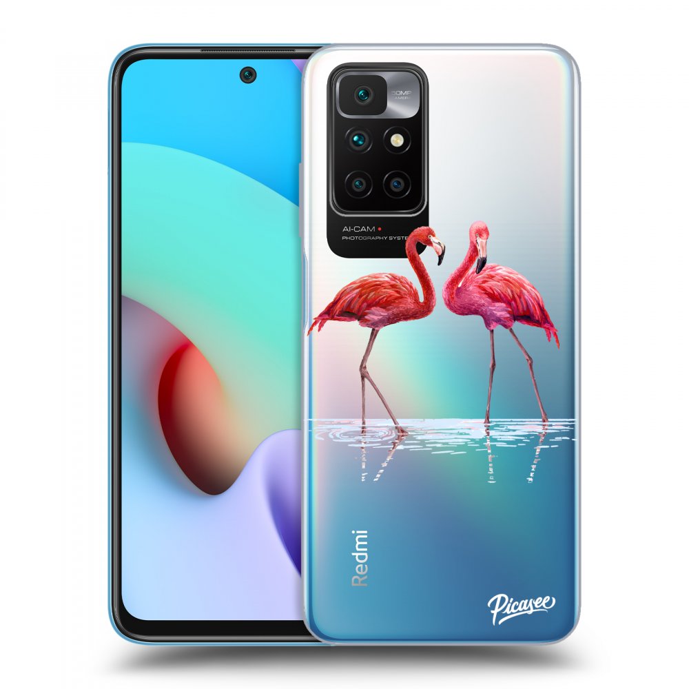 Xiaomi Redmi 10 (2022) Hülle - Transparentes Silikon - Flamingos Zu Zweit