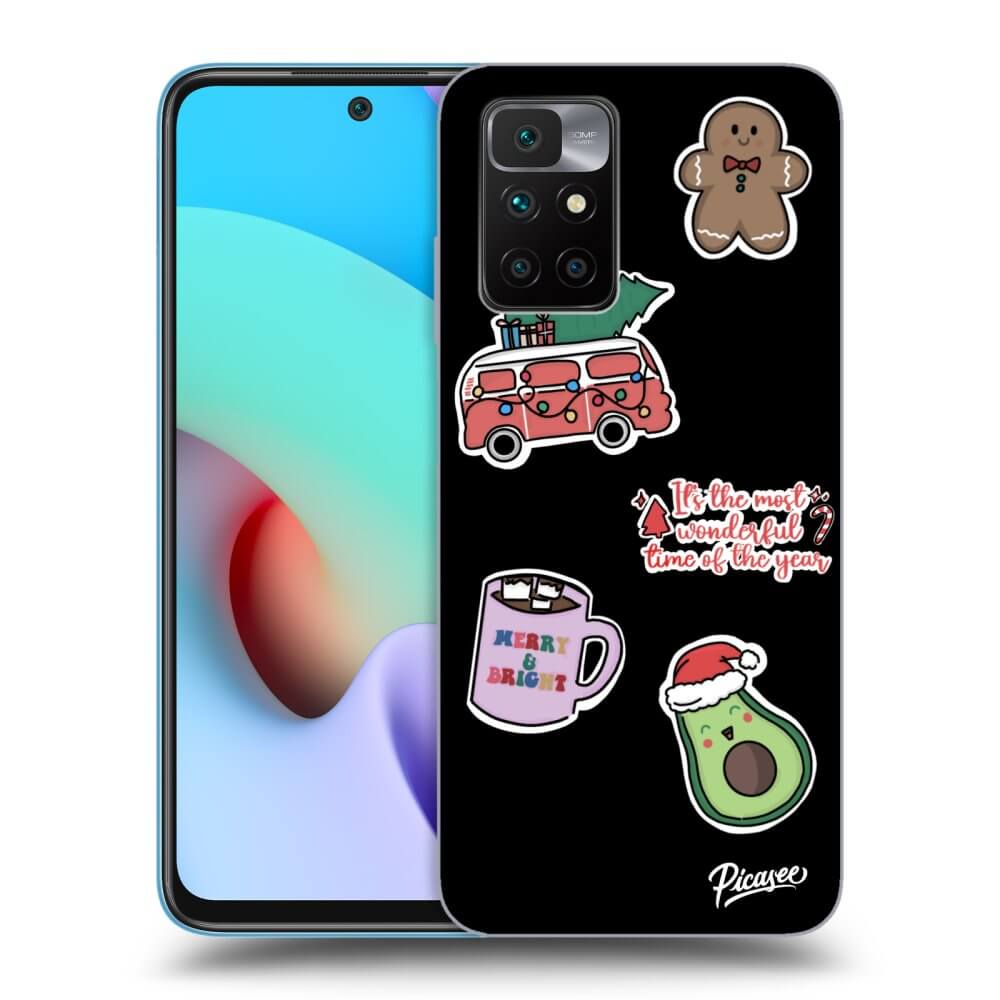 Xiaomi Redmi 10 (2022) Hülle - Schwarzes Silikon - Christmas Stickers