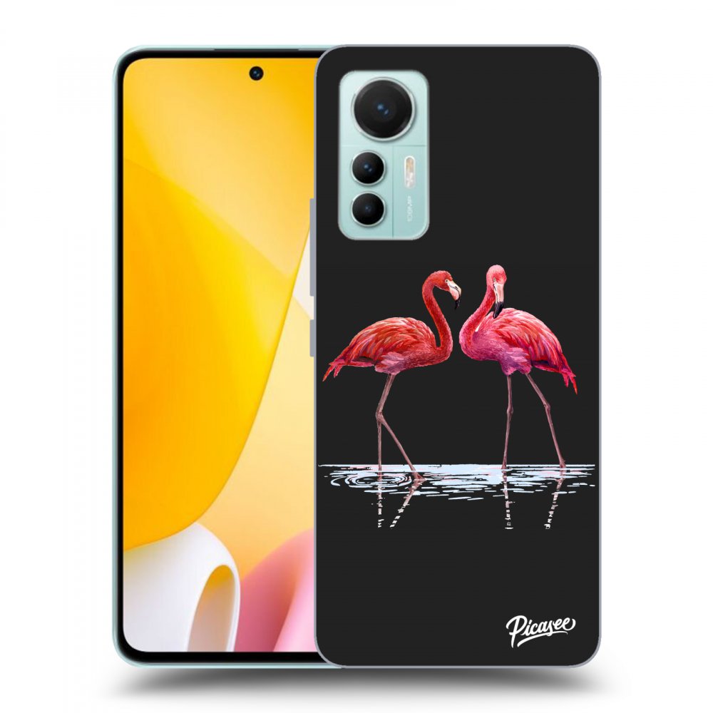 Xiaomi 12 Lite Hülle - Schwarzes Silikon - Flamingos Zu Zweit