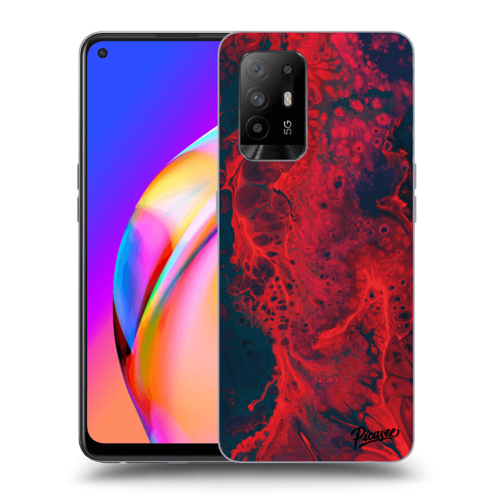 OPPO A94 5G Hülle - Schwarzes Silikon - Organic Red