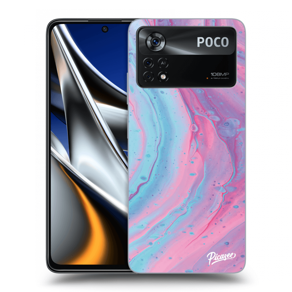 Xiaomi Poco M4 Pro Hülle - Schwarzes Silikon - Pink Liquid