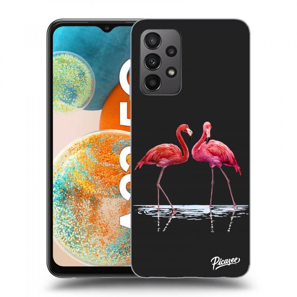 Samsung Galaxy A23 A235F 4G Hülle - Schwarzes Silikon - Flamingos Zu Zweit