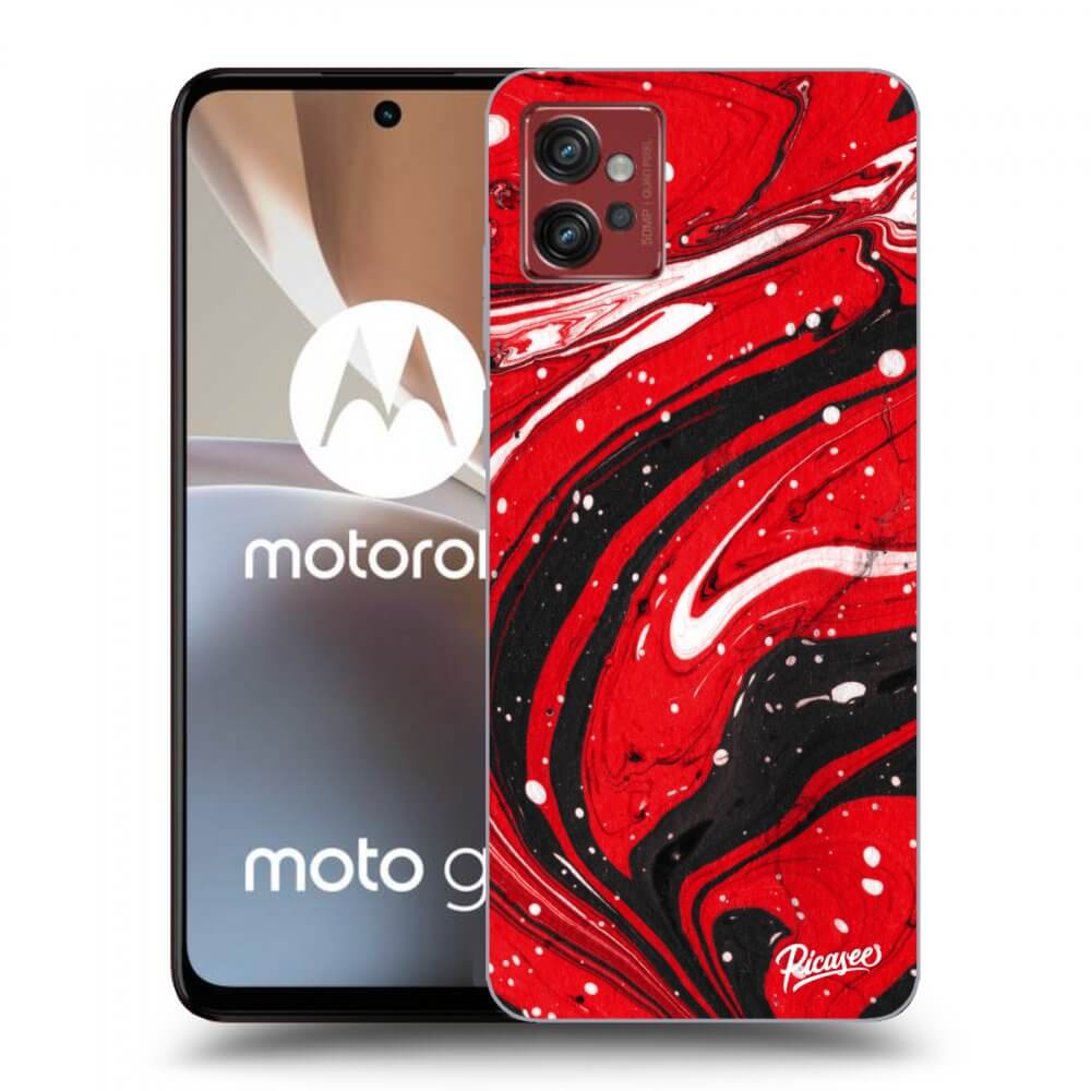 Motorola Moto G32 Hülle - Transparentes Silikon - Red Black