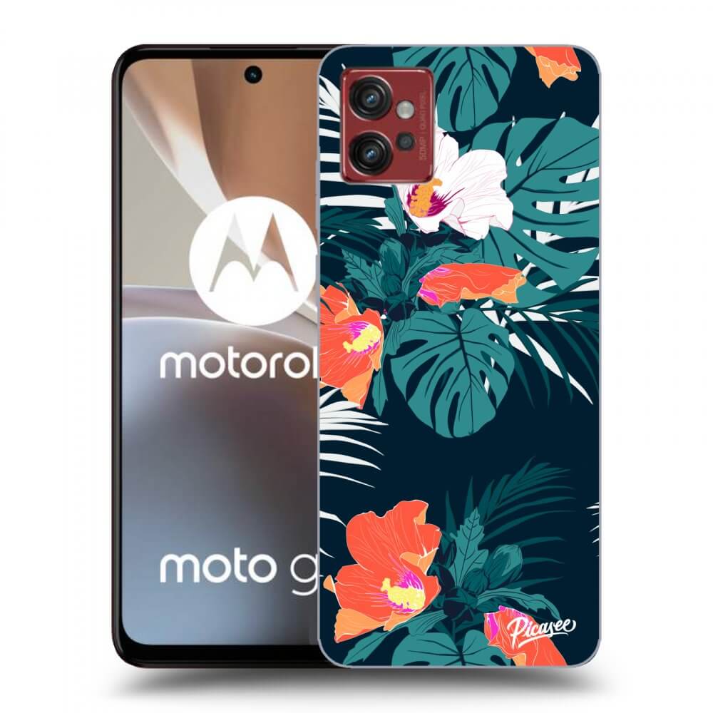 Motorola Moto G32 Hülle - Schwarzes Silikon - Monstera Color