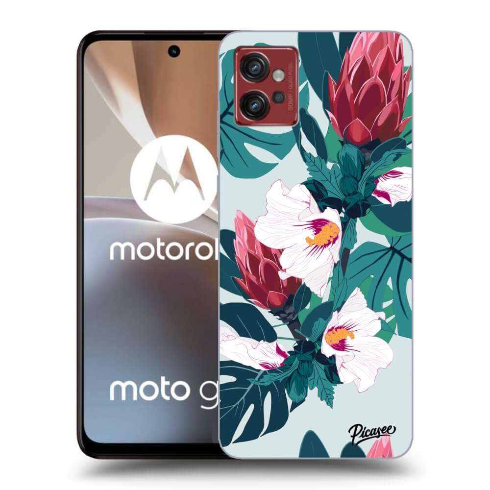 Motorola Moto G32 Hülle - Schwarzes Silikon - Rhododendron