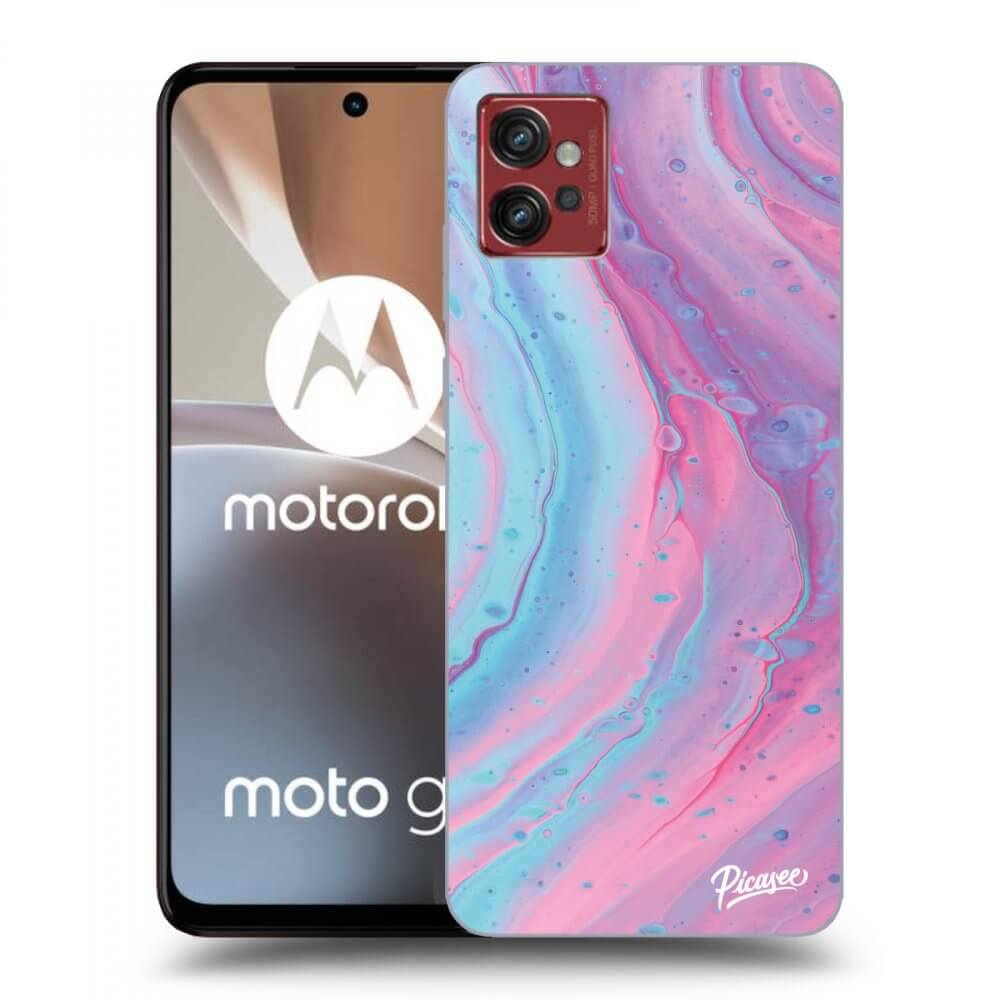 Motorola Moto G32 Hülle - Schwarzes Silikon - Pink Liquid