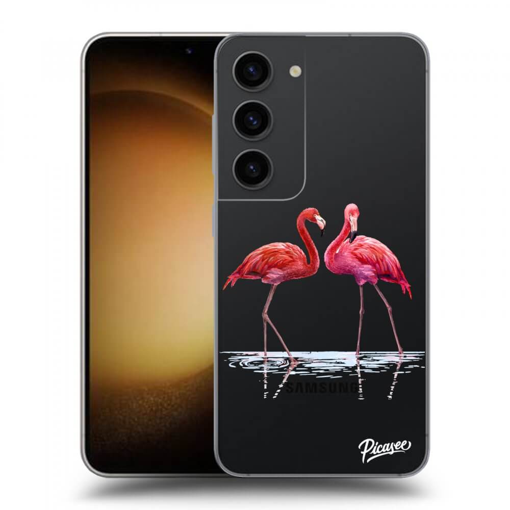 Samsung Galaxy S23 5G Hülle - Transparentes Silikon - Flamingos Zu Zweit