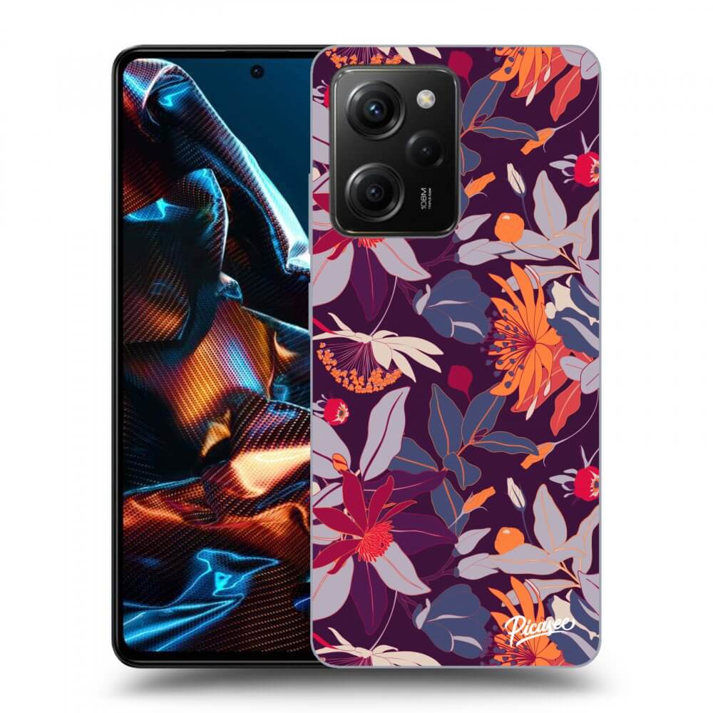 Xiaomi Poco X5 Pro Hülle - Transparentes Silikon - Purple Leaf