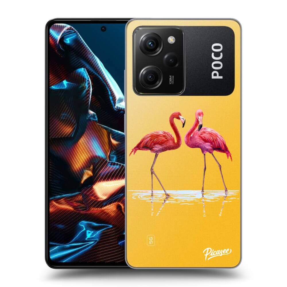 Xiaomi Poco X5 Pro Hülle - Transparentes Silikon - Flamingos Zu Zweit