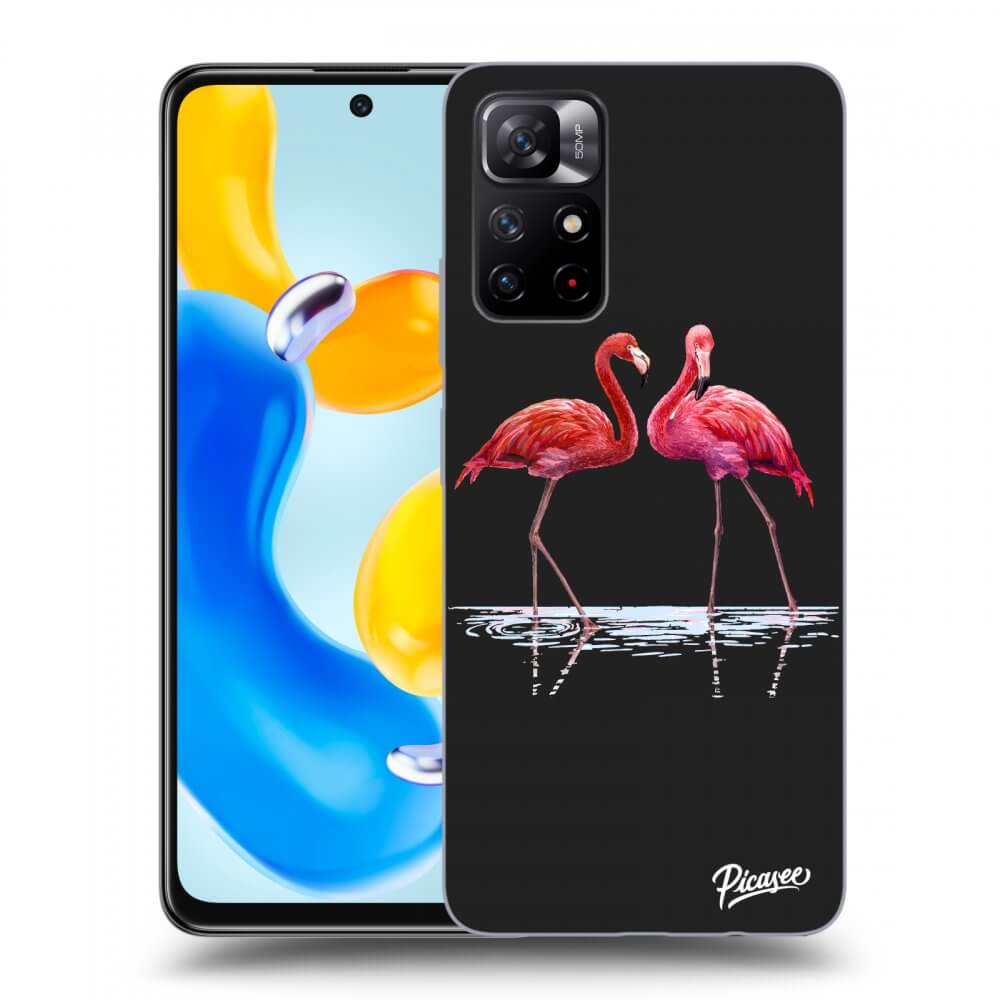 Xiaomi Redmi Note 11S 5G Hülle - Schwarzes Silikon - Flamingos Zu Zweit