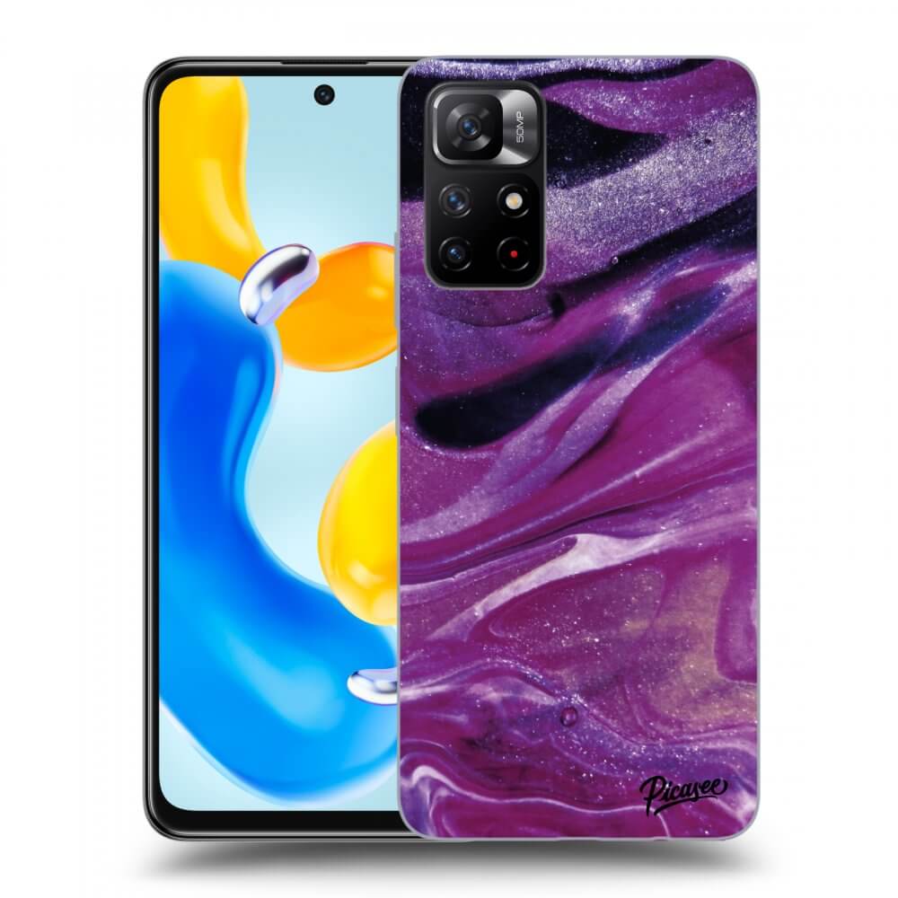 Xiaomi Redmi Note 11S 5G Hülle - Transparentes Silikon - Purple Glitter