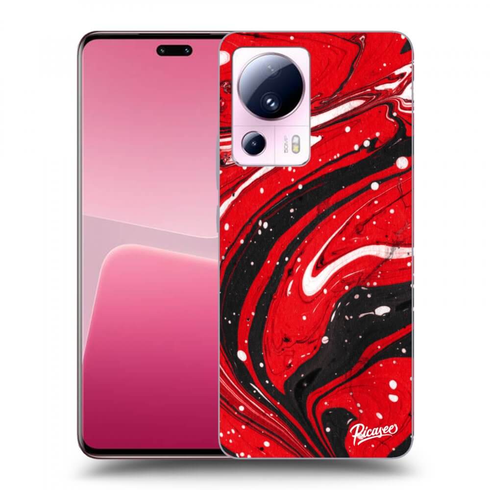 Xiaomi 13 Lite Hülle - Transparentes Silikon - Red Black