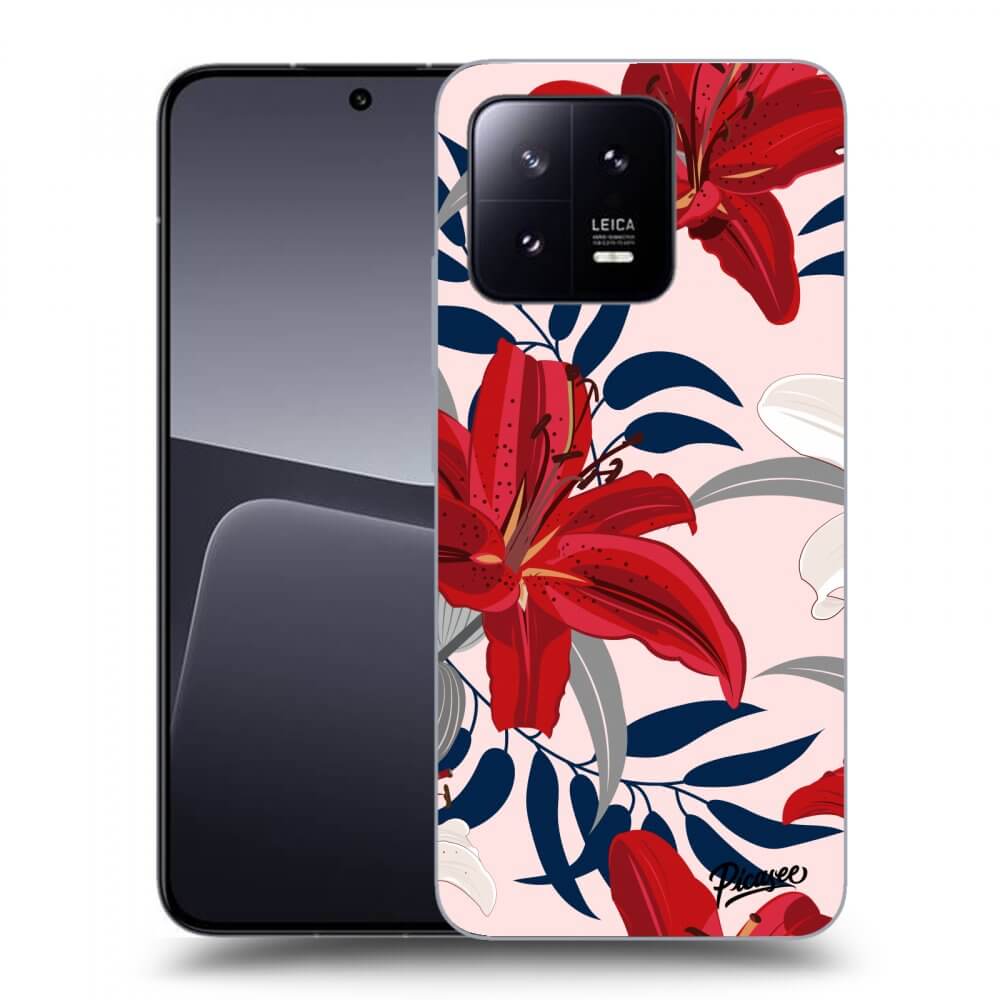 Xiaomi 13 Pro Hülle - Schwarzes Silikon - Red Lily