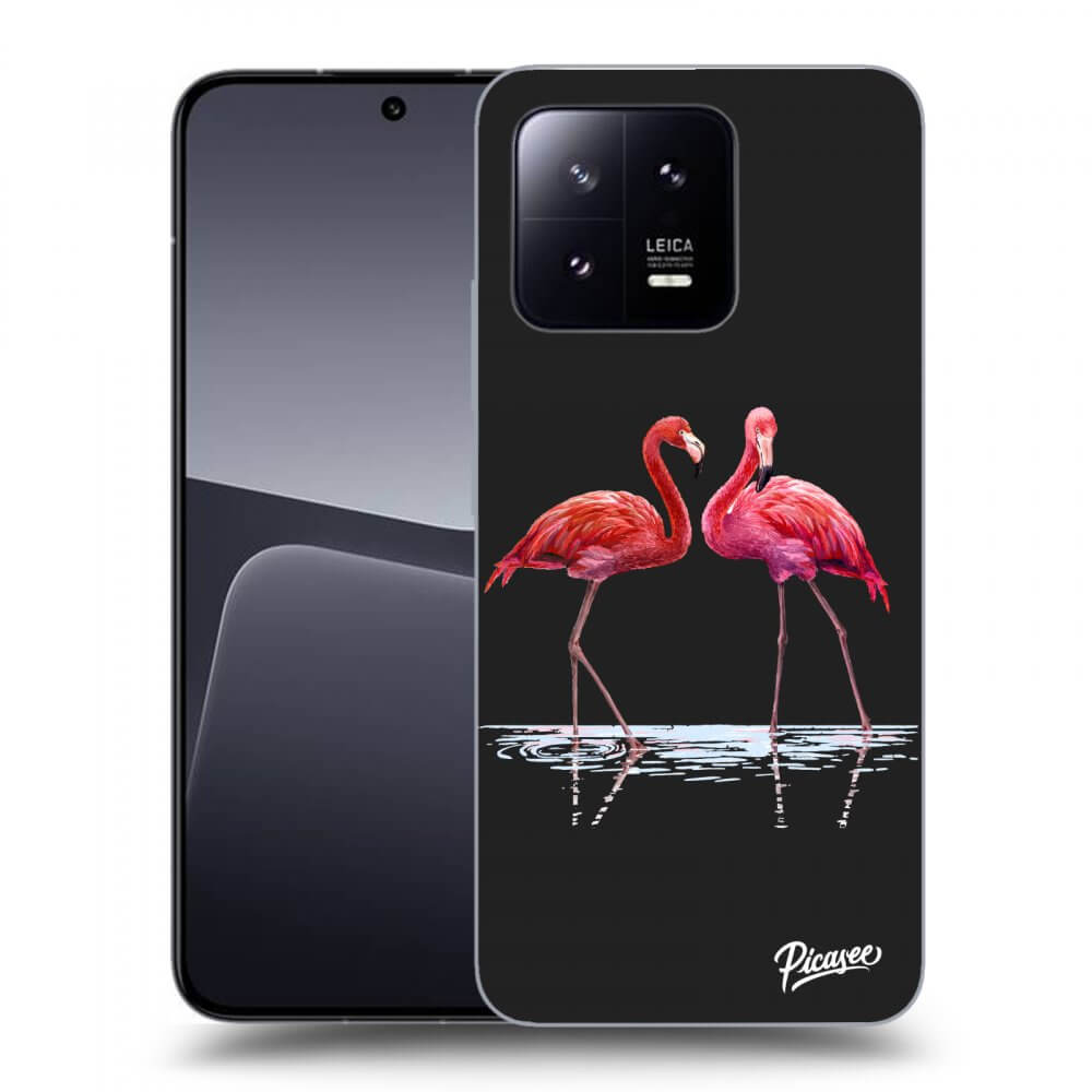 Xiaomi 13 Pro Hülle - Schwarzes Silikon - Flamingos Zu Zweit