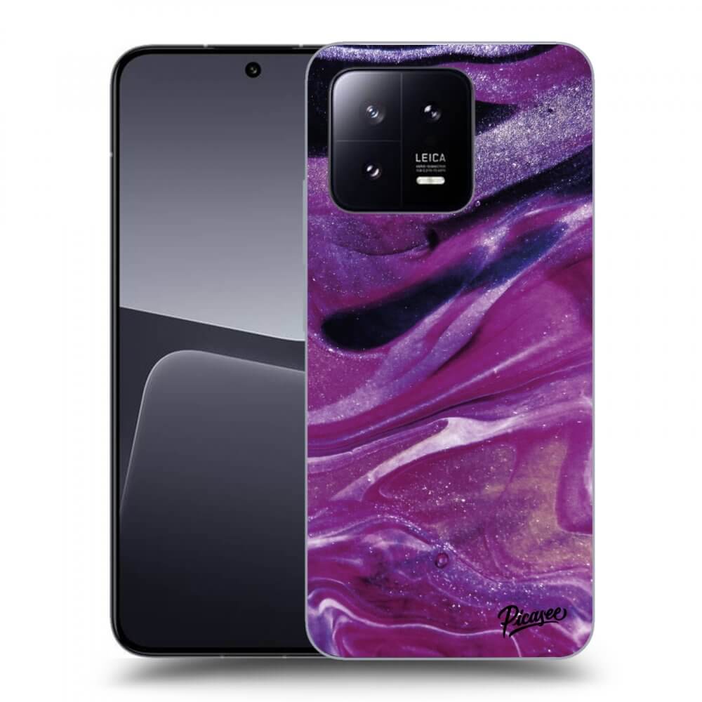 Xiaomi 13 Pro Hülle - Schwarzes Silikon - Purple Glitter