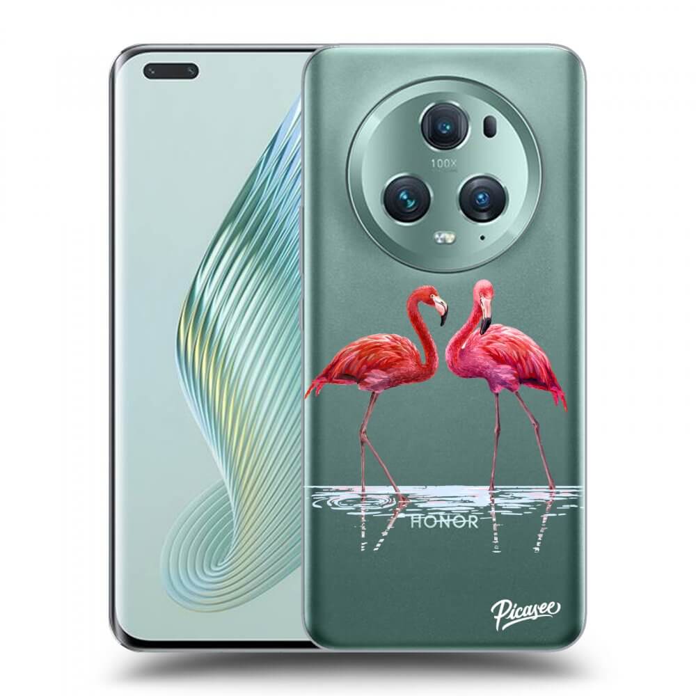 Honor Magic5 Pro Hülle - Transparentes Silikon - Flamingos Zu Zweit