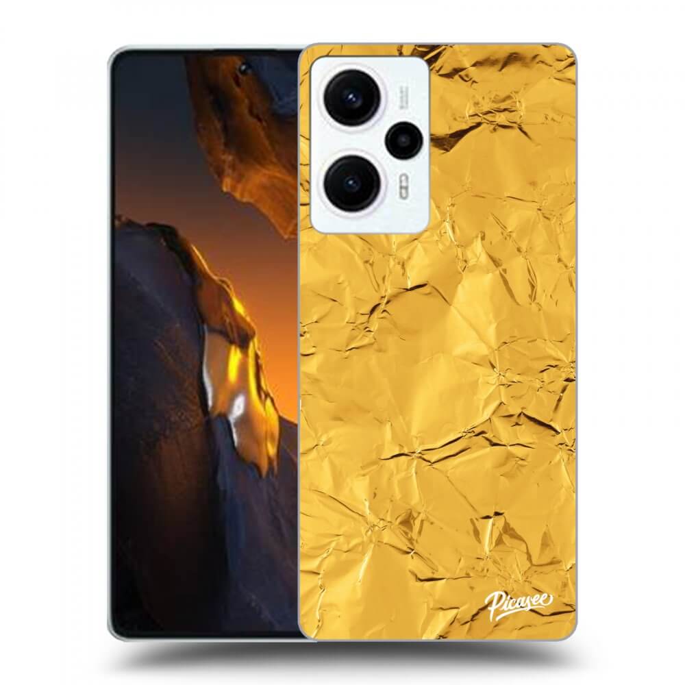 Xiaomi Poco F5 Hülle - Schwarzes Silikon - Gold