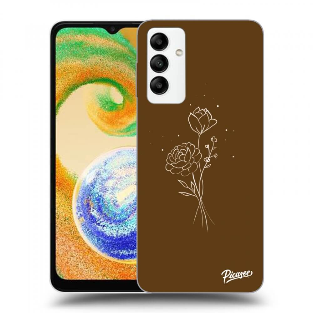 Samsung Galaxy A04s A047F Hülle - Schwarzes Silikon - Brown Flowers