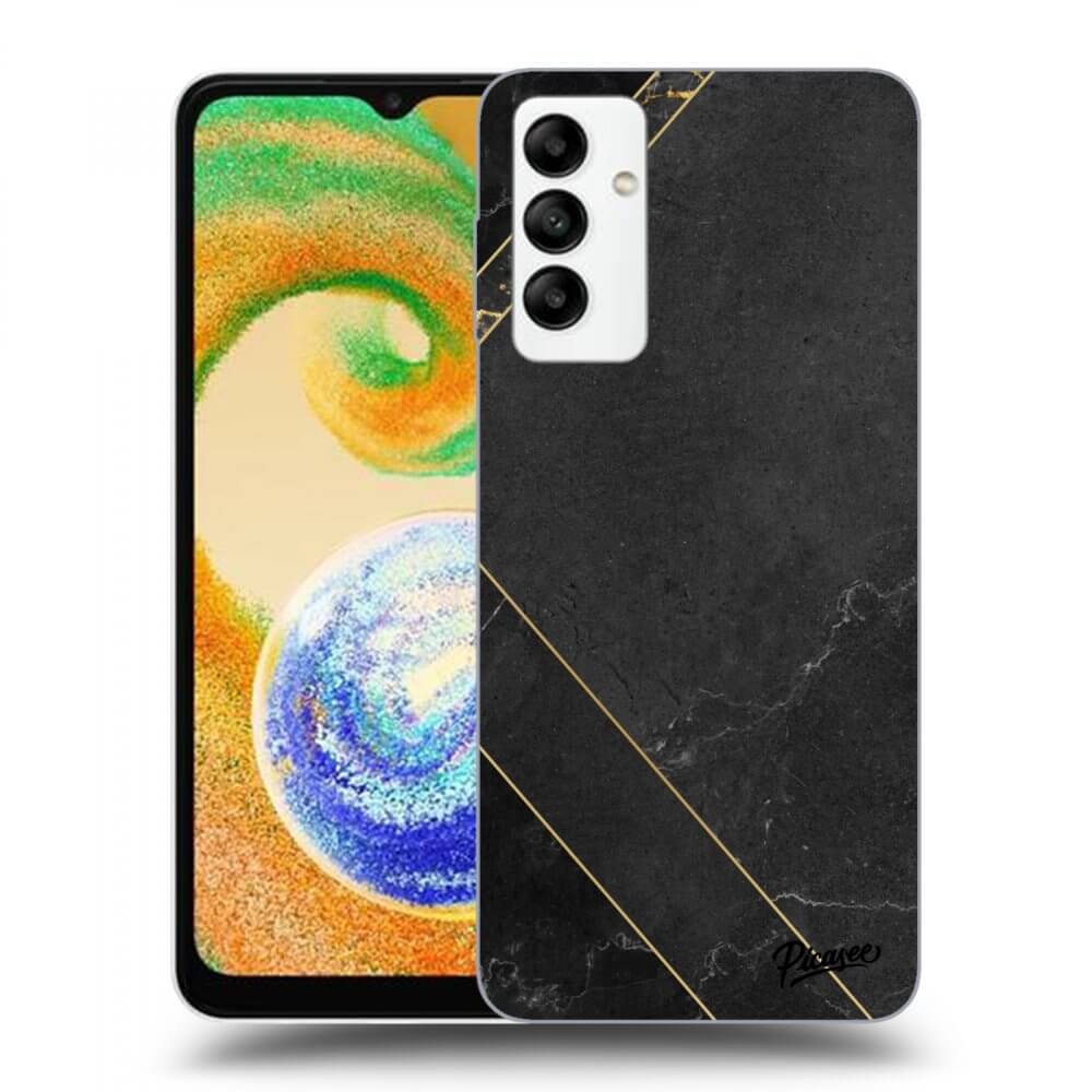 Samsung Galaxy A04s A047F Hülle - Schwarzes Silikon - Black Tile