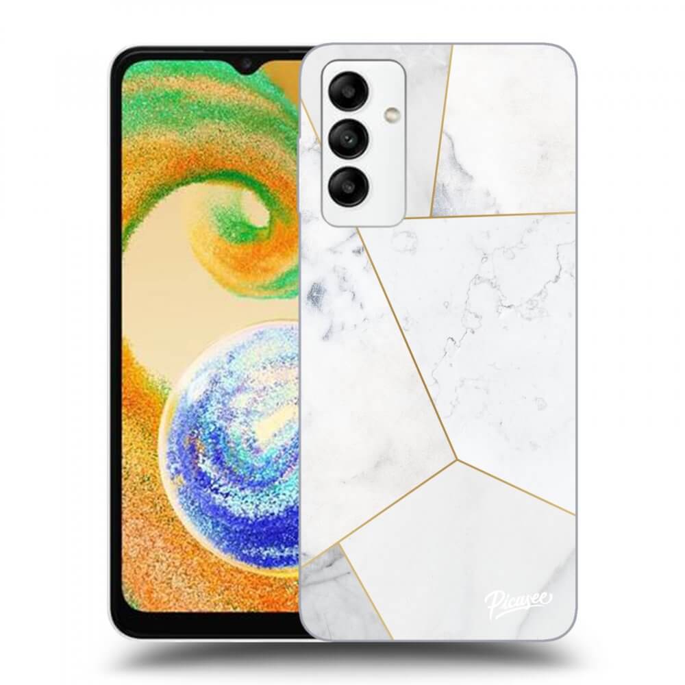 Samsung Galaxy A04s A047F Hülle - Schwarzes Silikon - White Tile