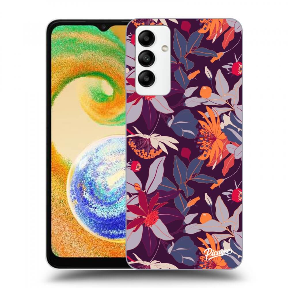 Samsung Galaxy A04s A047F Hülle - Transparentes Silikon - Purple Leaf