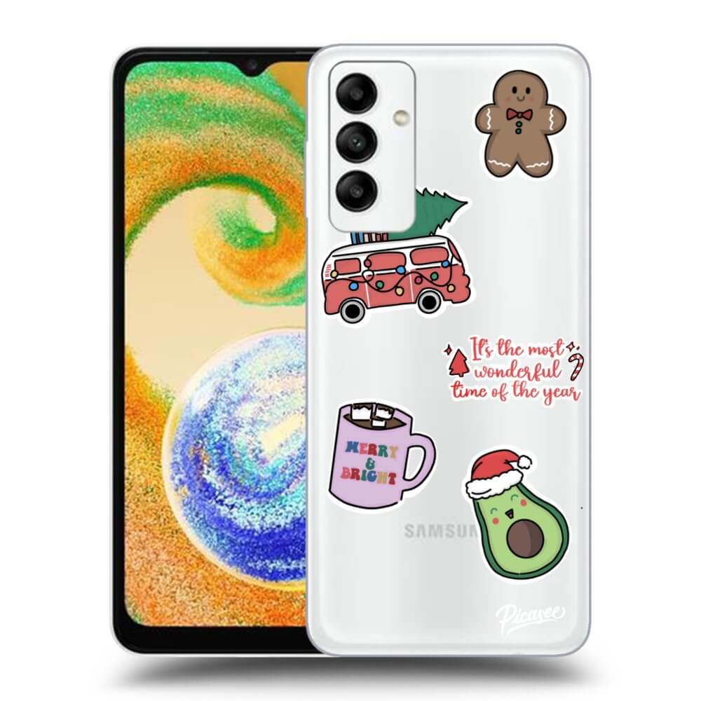 Samsung Galaxy A04s A047F Hülle - Transparentes Silikon - Christmas Stickers