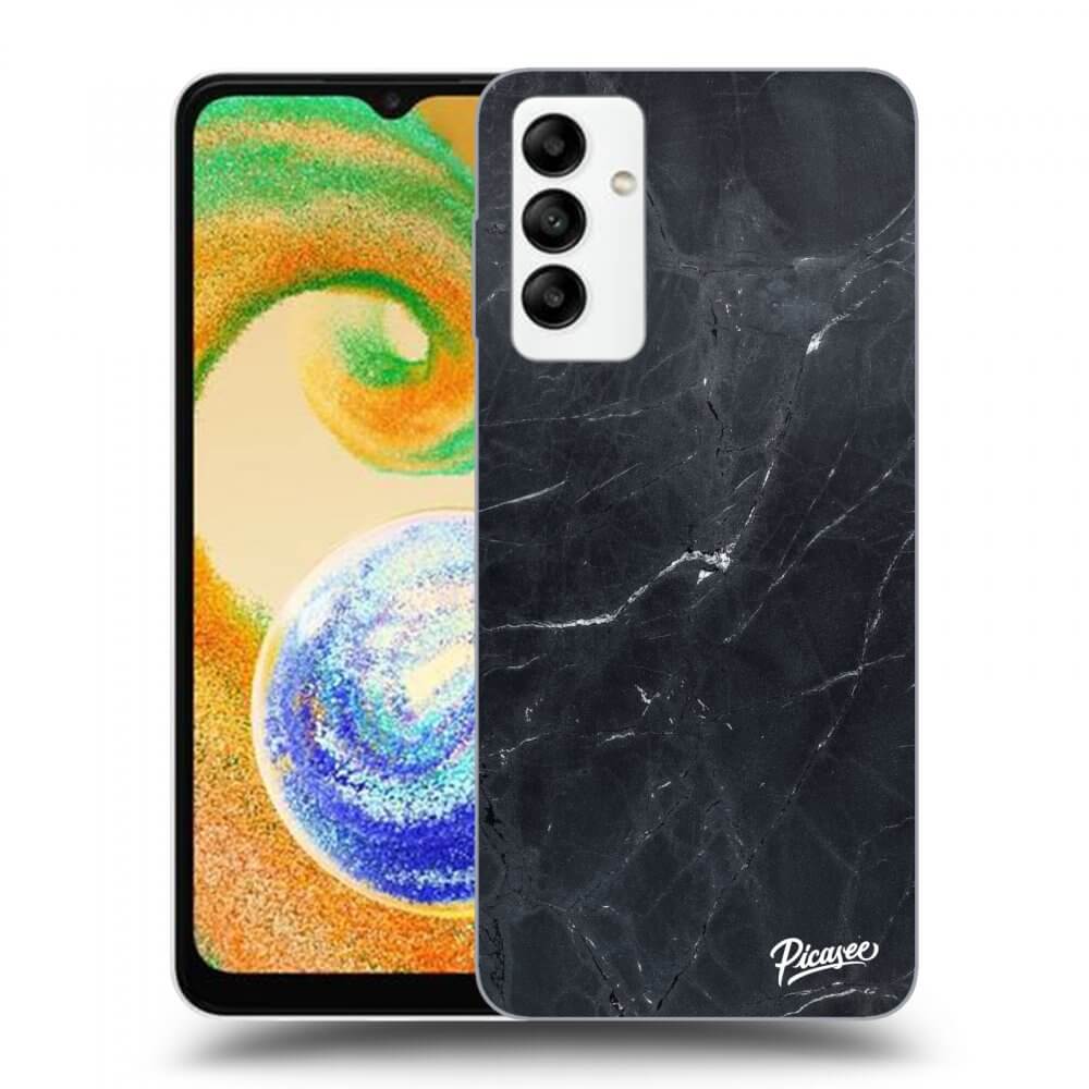 Samsung Galaxy A04s A047F Hülle - Schwarzes Silikon - Black Marble