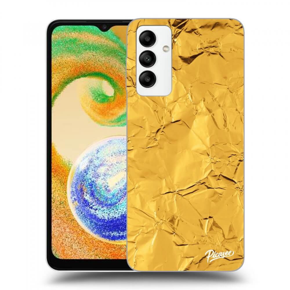 Samsung Galaxy A04s A047F Hülle - Schwarzes Silikon - Gold