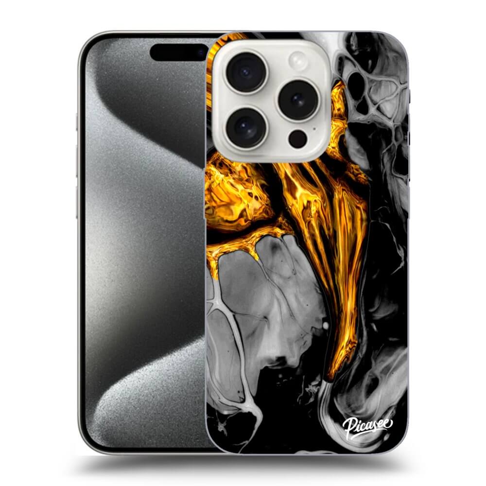 Apple IPhone 15 Pro Hülle - Schwarzes Silikon - Black Gold