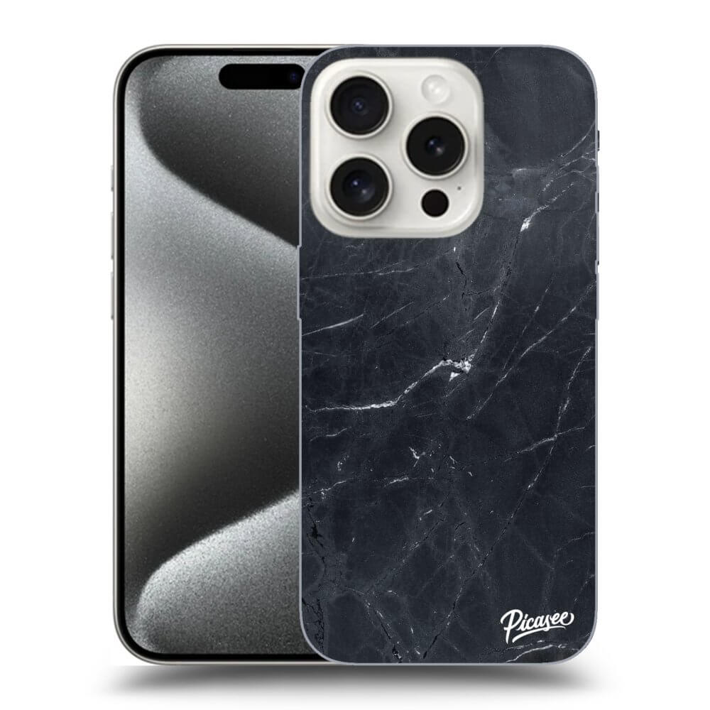 Apple IPhone 15 Pro Hülle - Schwarzes Silikon - Black Marble