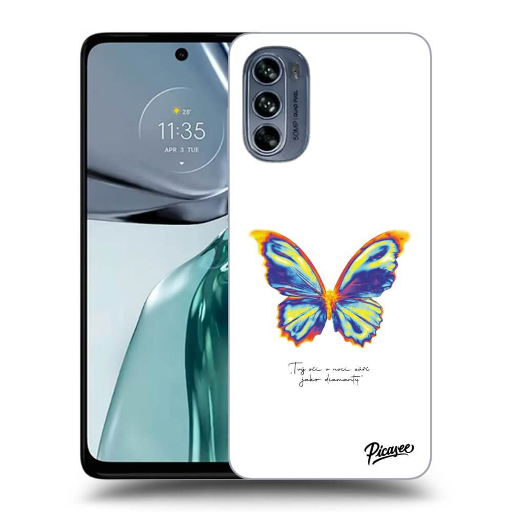 Motorola Moto G62 Hülle - Schwarzes Silikon - Diamanty White