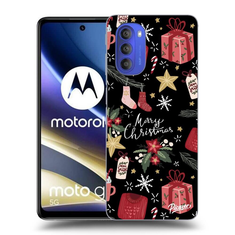 Motorola Moto G51 Hülle - Schwarzes Silikon - Christmas