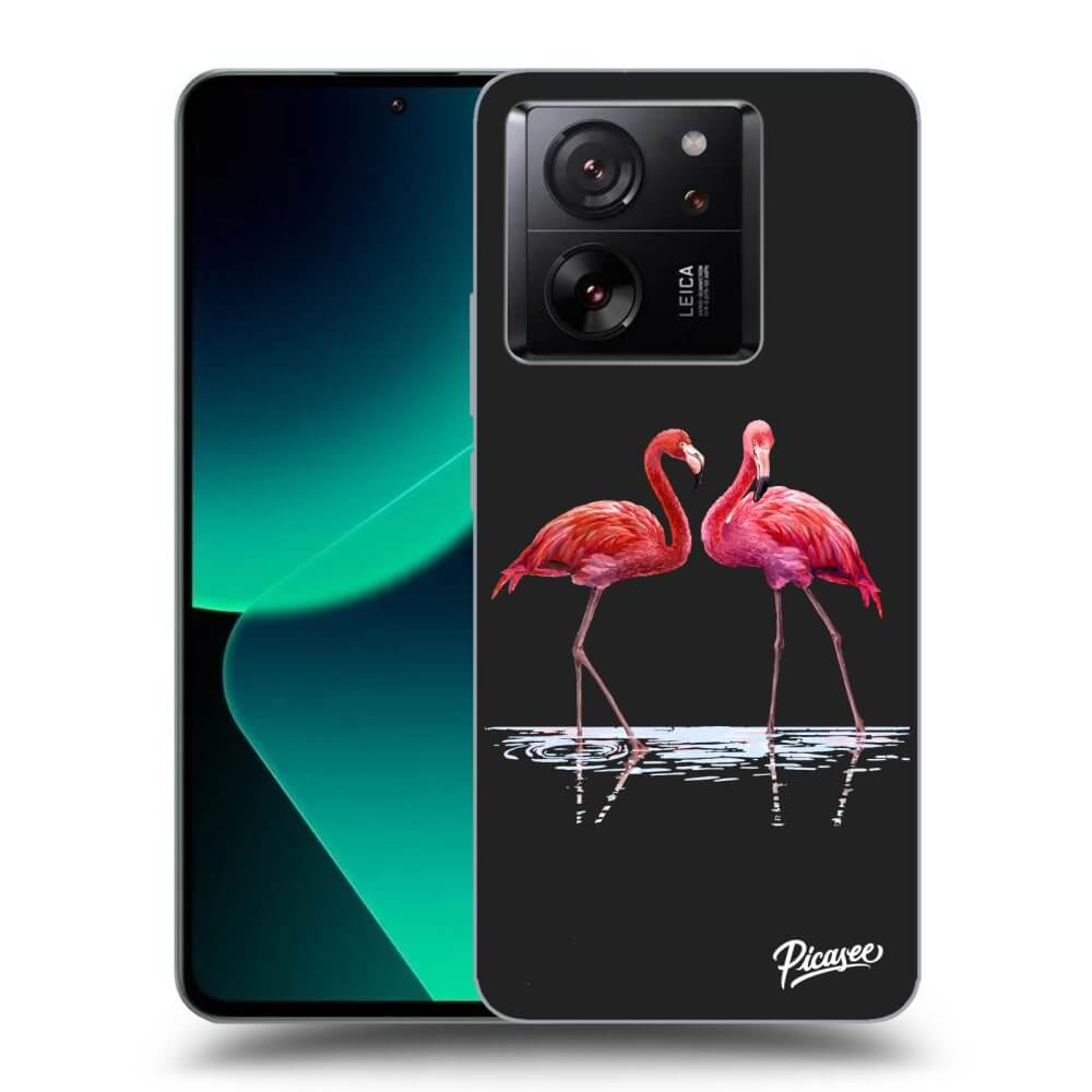 Xiaomi 13T Hülle - Schwarzes Silikon - Flamingos Zu Zweit