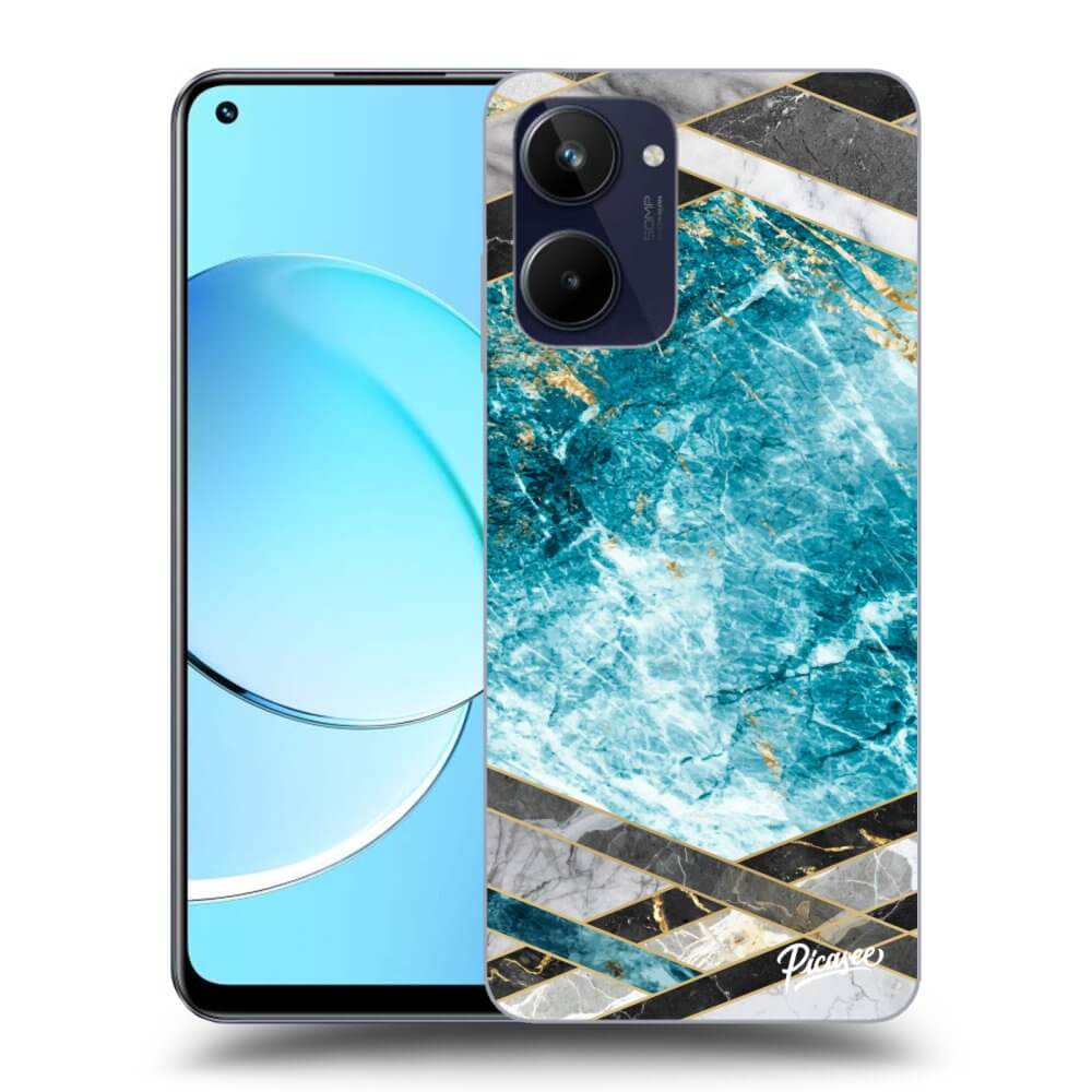 Realme 10 4G Hülle - Transparentes Silikon - Blue Geometry