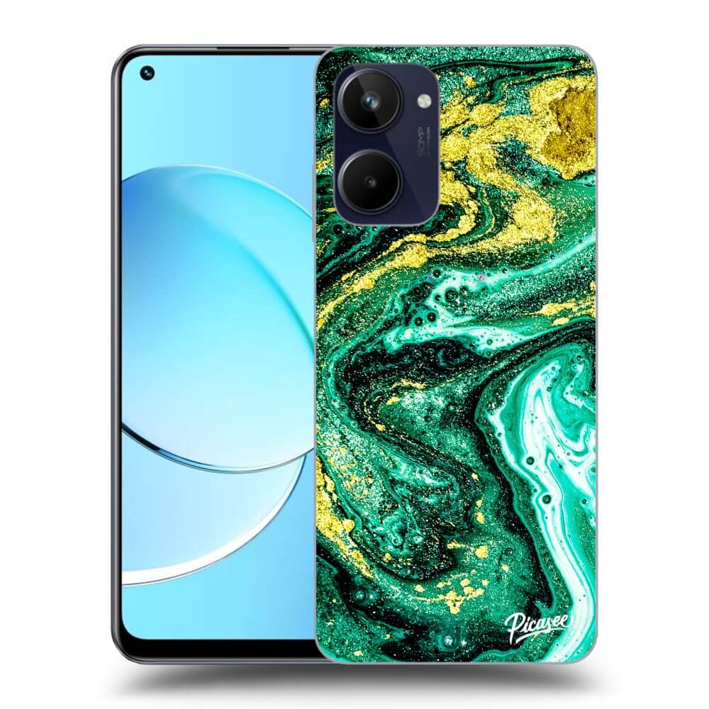 Realme 10 4G Hülle - Transparentes Silikon - Green Gold