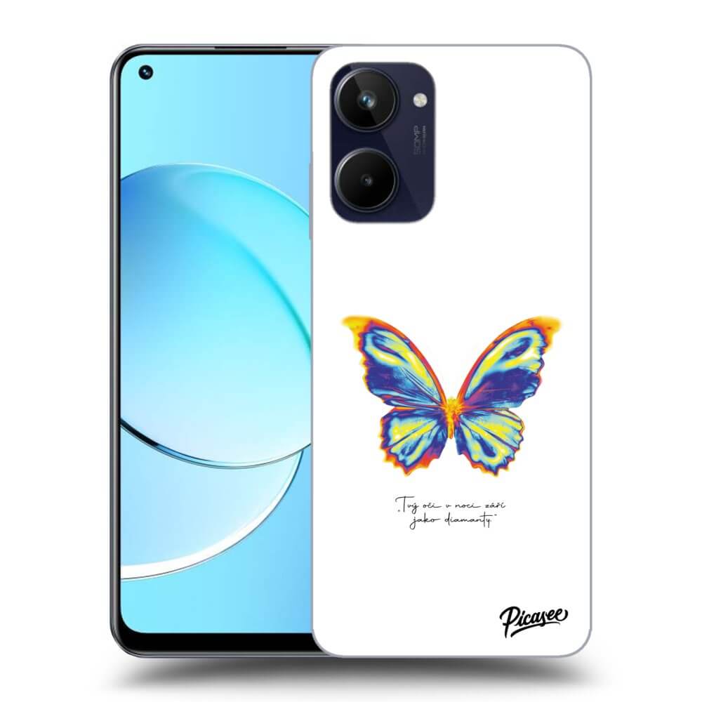 Realme 10 4G Hülle - Schwarzes Silikon - Diamanty White